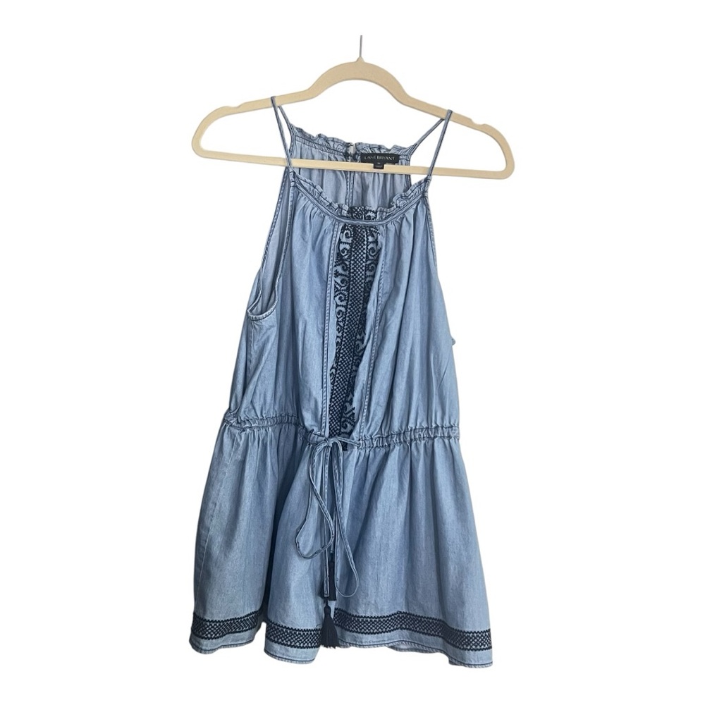 Lane Bryant Sleeveless Peplum Blue Drawstring Camisole Top Plus Size 20 - Picture 2 of 5